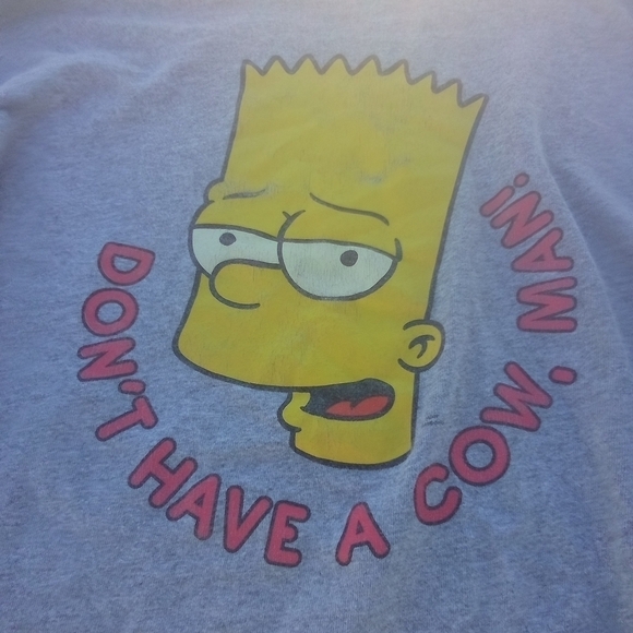 Women's Bart Simpson Don't Have a Cow Man Cropped T Shirt Size Large Long Sleeve - Picture 1 of 2